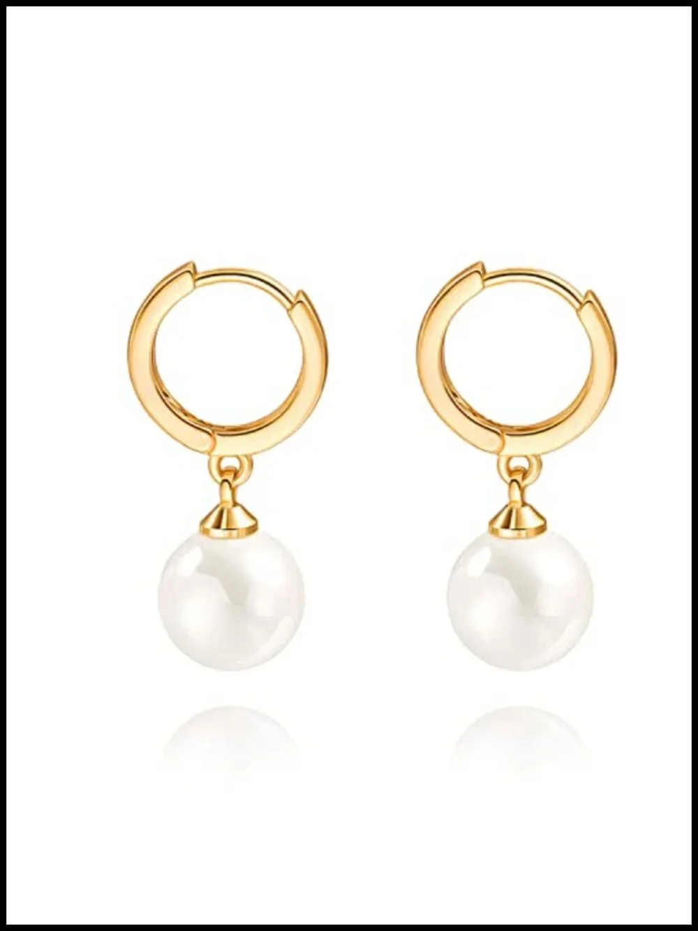 18K Gold Plated Huggie Hoop Earrings Pearl Dangle Handmade Lightweight